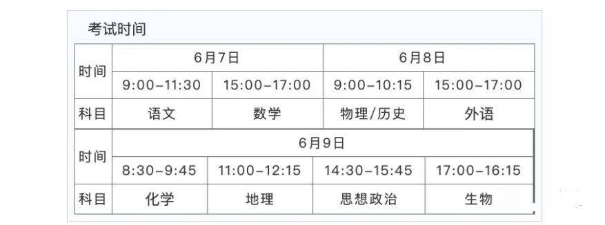 2022年河北高考时间安排,河北高考时间2022具体时间表