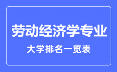 2023年全国劳动经济学专业大学排名一览表