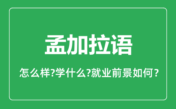 孟加拉语专业怎么样,孟加拉语专业主要学什么,就业前景怎么样