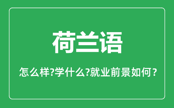 荷兰语专业怎么样,荷兰语专业就业方向及前景分析