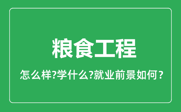 粮食工程专业怎么样,粮食工程专业就业方向及前景分析