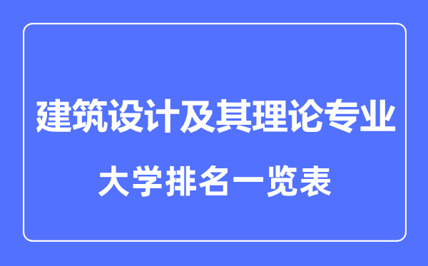 2023年全国建筑设计及其理论专业大学排名一览表