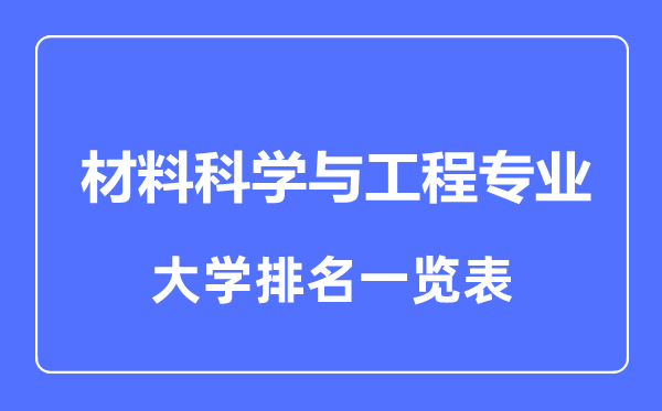 2023年全国材料科学与工程专业大学排名一览表