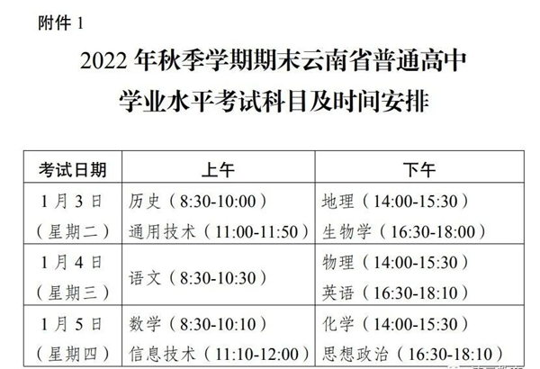 2023年云南省高中学考具体时间,云南各科会考什么时候