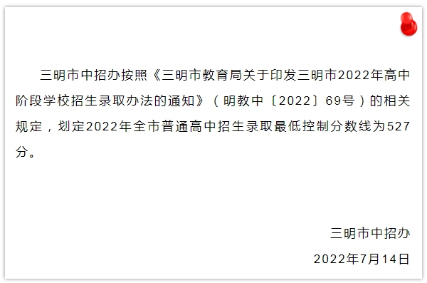 2022年福建中考分数线,福建中考录取分数线2022