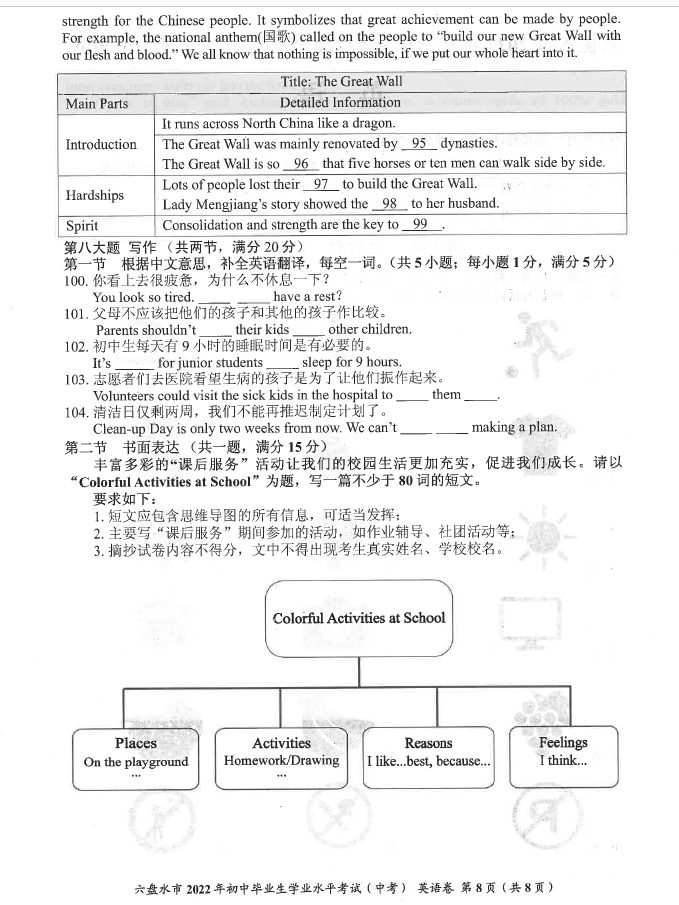 2023年六盘水市中考英语试卷真题及答案