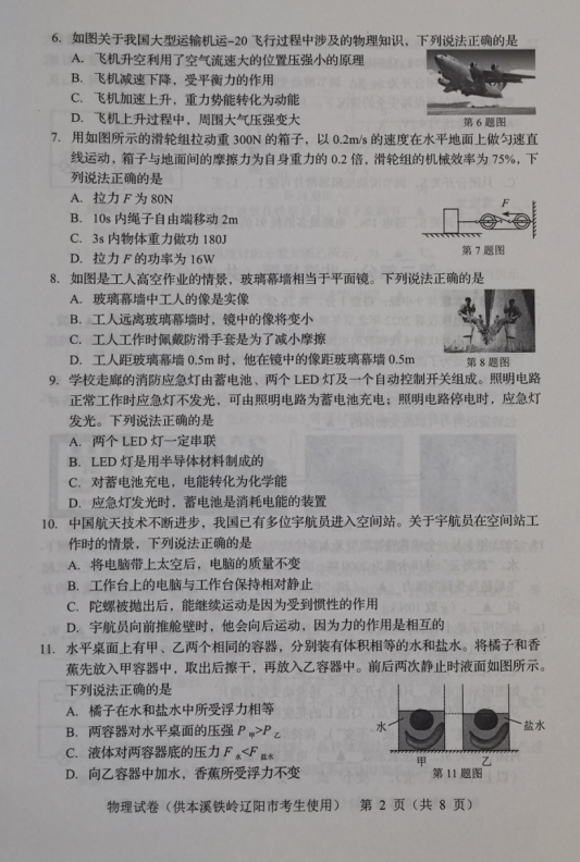 2023年葫芦岛市中考物理试卷真题及答案