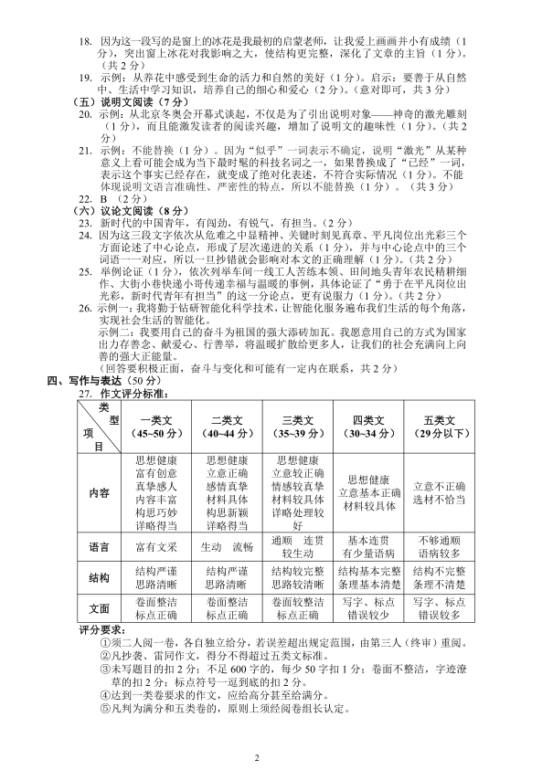 2023年襄阳市中考语文真题及答案