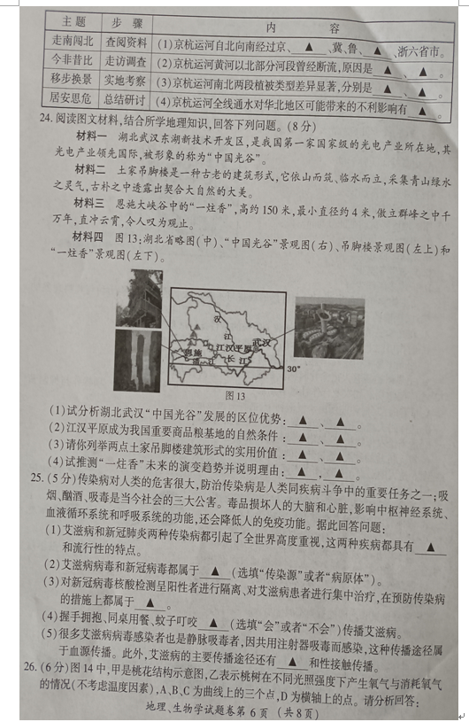 2023年恩施市中考地理试卷真题及答案