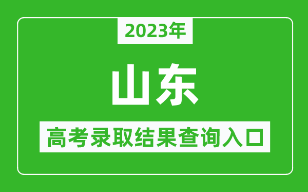 2023年山东高考录取结果查询系统入口官网