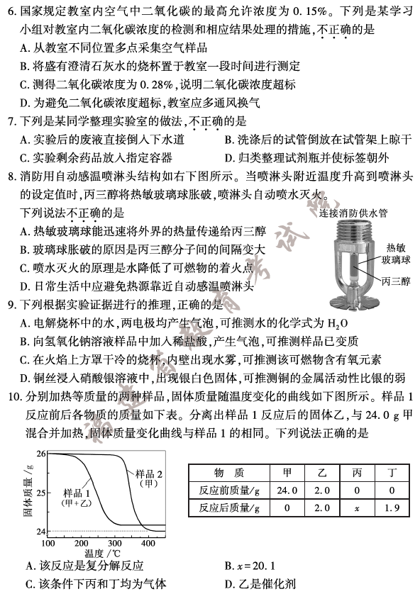 2023年福建中考化学试卷真题及答案