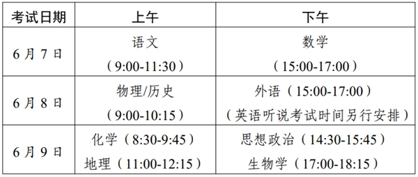 广东高考时间2023年具体时间,广东高考各科目时间安排表