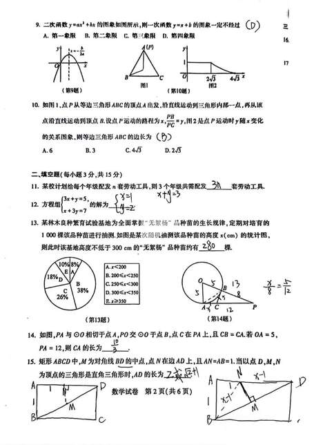 2023年许昌中考数学试卷真题及答案