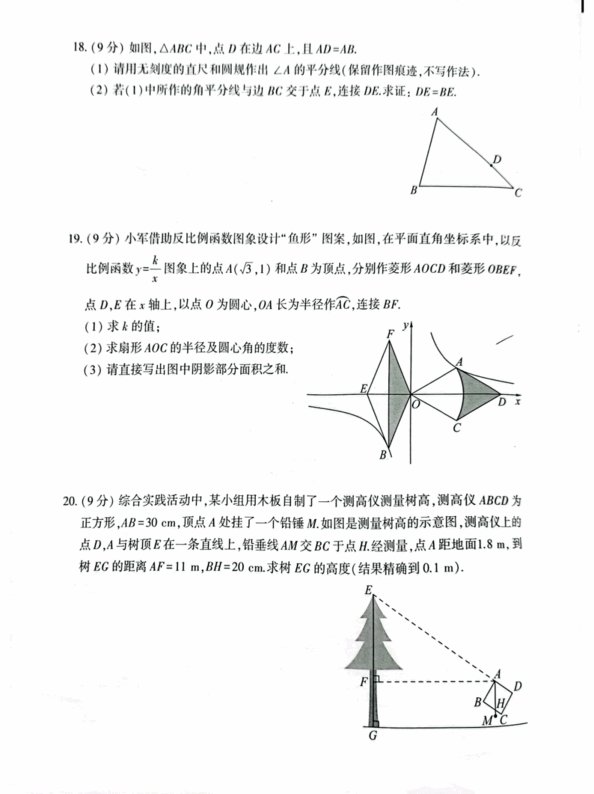 2023年周口中考数学试卷真题及答案