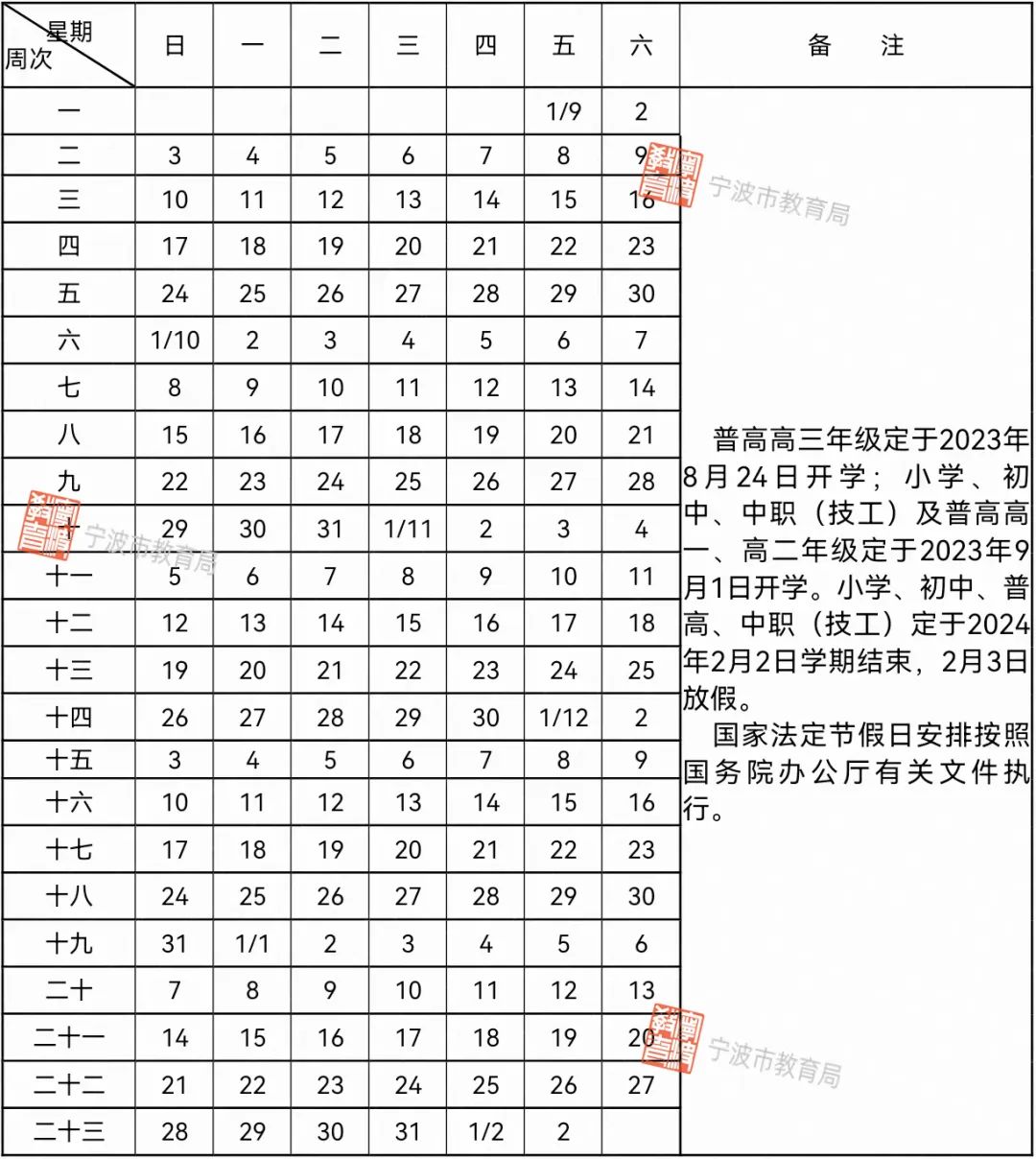 2024年宁波中小学寒假放假时间表,宁波寒假多少天
