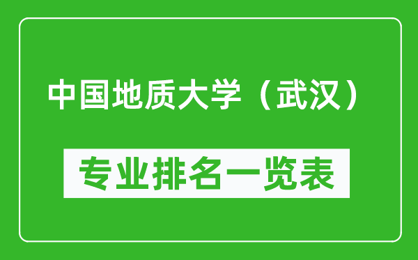 中国地质大学(武汉)专业排名一览表,哪些专业比较好