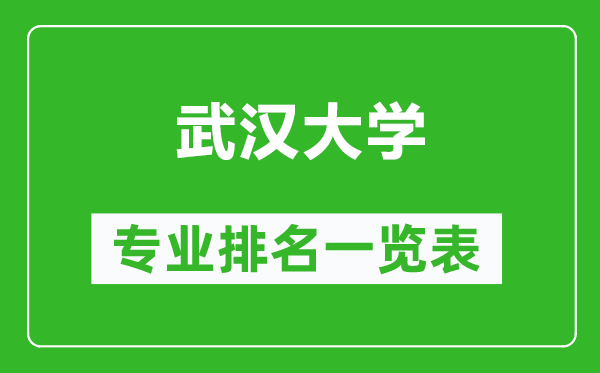 武汉大学专业排名一览表,武汉大学哪些专业比较好