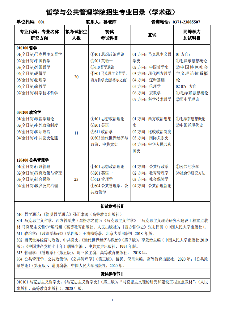 河南大学2024硕士研究生招生专业目录及考试科目