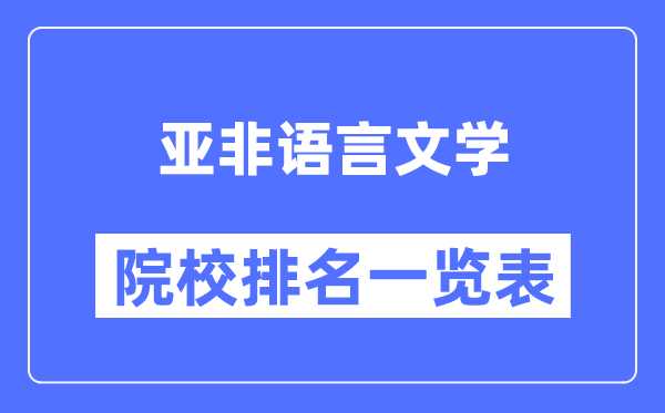 亚非语言文学专业考研院校排名一览表