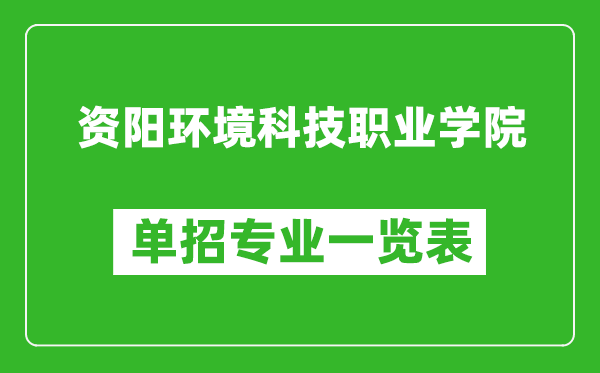 资阳环境科技职业学院单招专业一览表