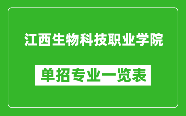 江西生物科技职业学院单招专业一览表