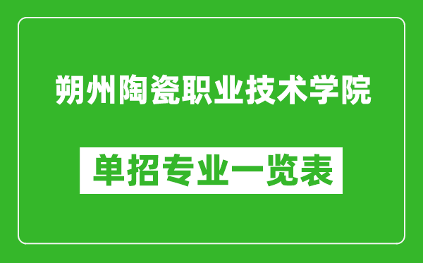 朔州陶瓷职业技术学院单招专业一览表