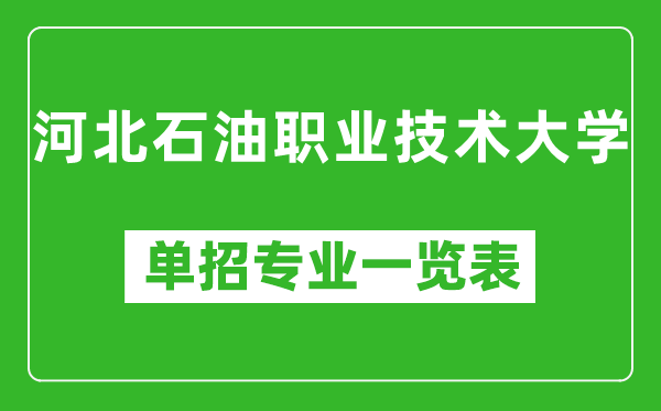 河北石油职业技术大学单招专业一览表