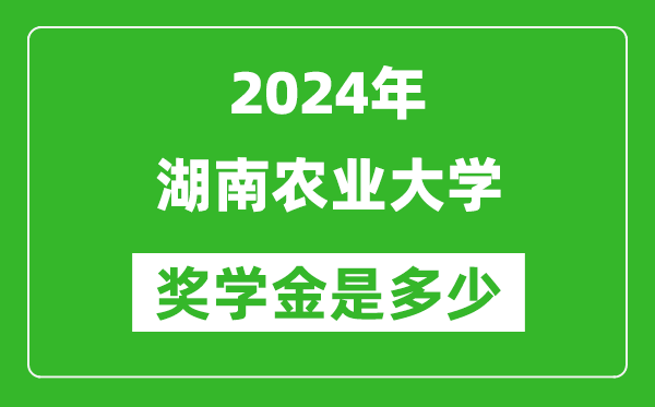2024年湖南农业大学奖学金多少钱,覆盖率是多少？
