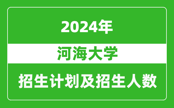 河海大学2024年在海南的招生计划及招生人数