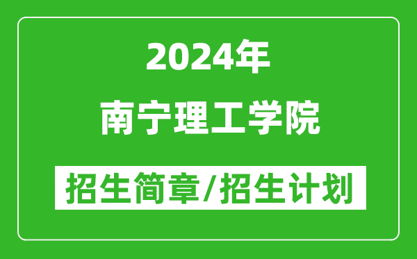 南宁理工学院2024年高考招生简章及各省招生计划人数
