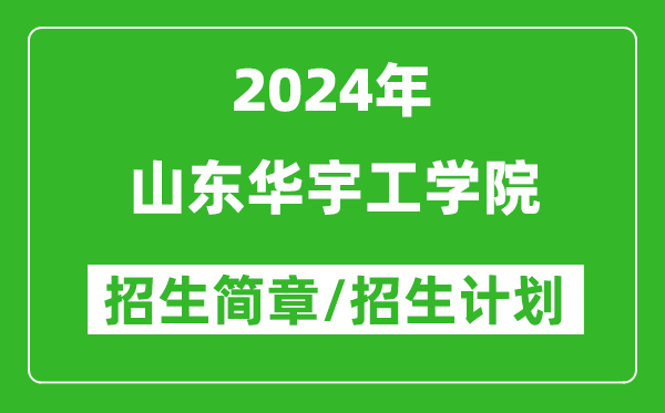 山东华宇工学院2024年高考招生简章及各省招生计划人数