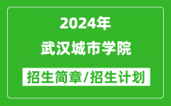 武汉城市学院2024年高考招生简章及各省招生计划人数