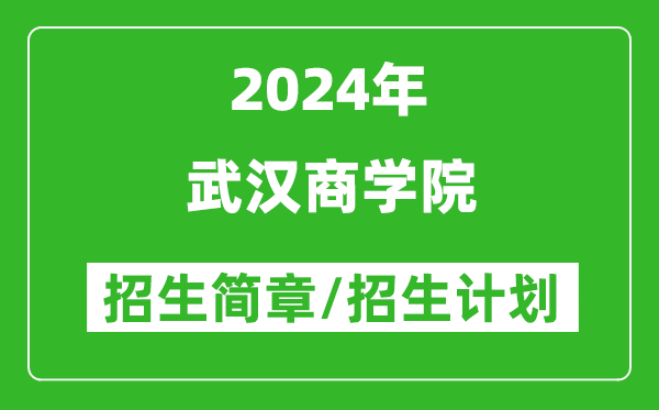 武汉商学院2024年高考招生简章及各省招生计划人数