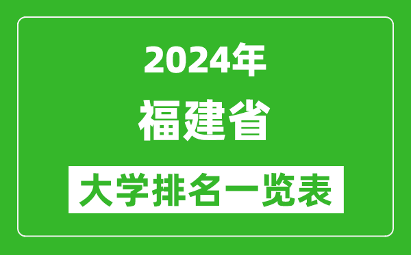 2024年福建省大学排名一览表（89所）