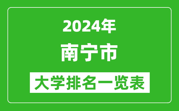 2024年南宁市大学排名一览表(36所)