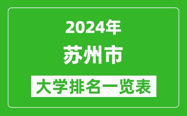 2024年苏州市大学排名一览表（25所）