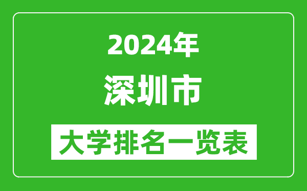 2024年深圳市大学排名一览表(8所)