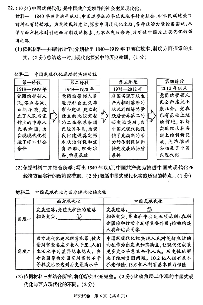 2024年北京中考历史试卷真题及答案解析