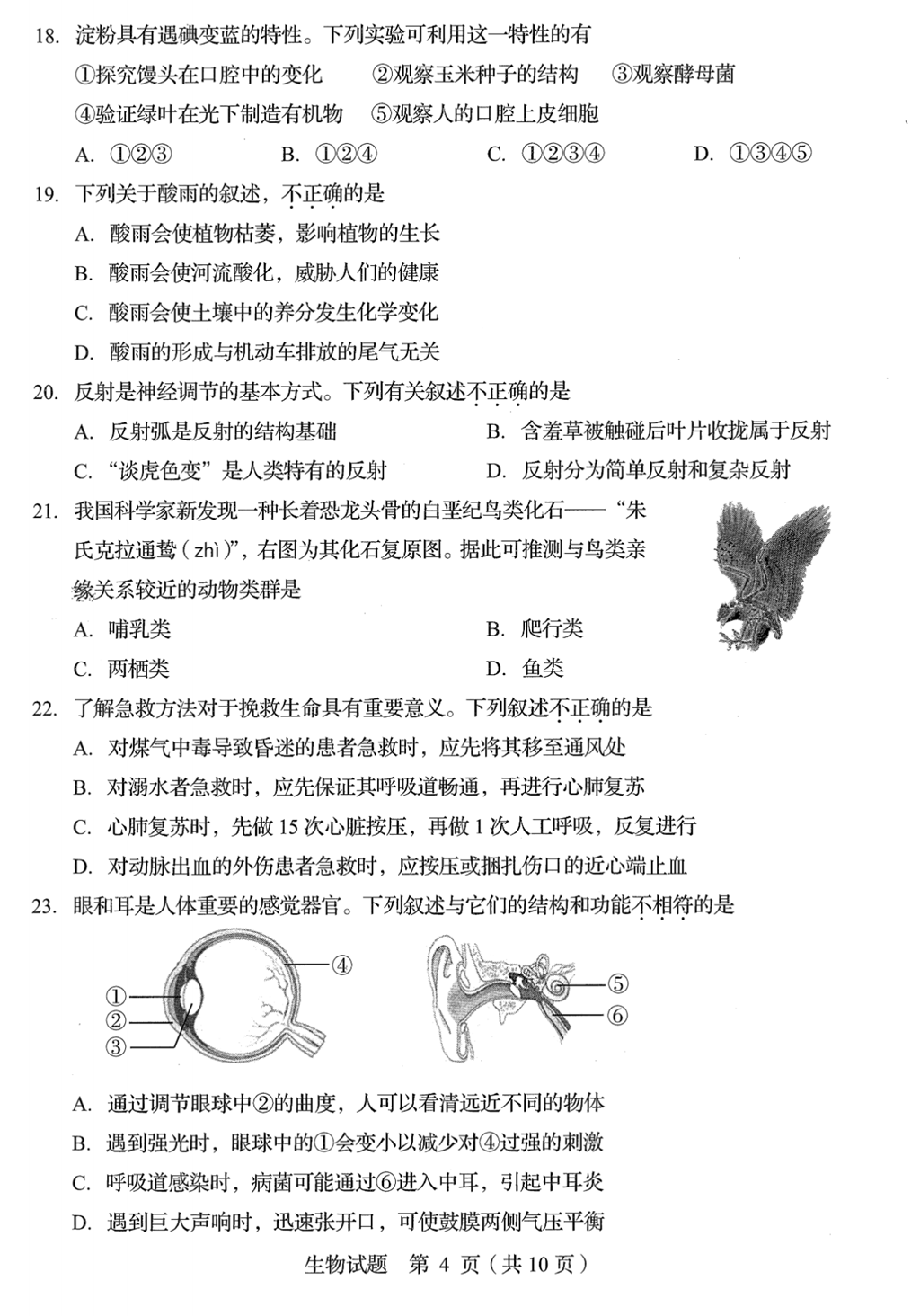 2024年青岛中考生物试卷真题及答案解析