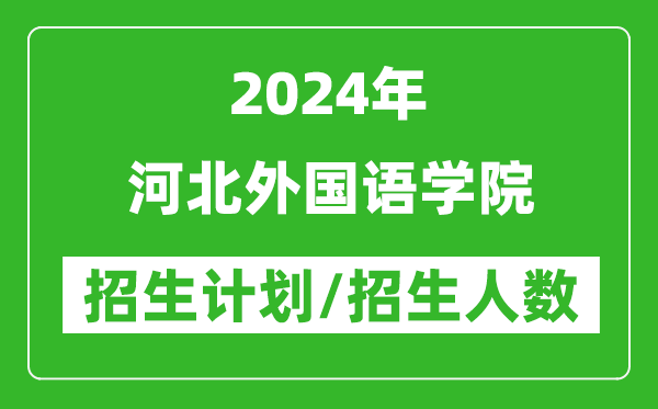 2024年河北外国语学院各省招生计划及各专业招生人数是多少