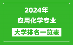 2024年全国应用化学专业大学排名一览表