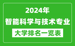 2024年全国智能科学与技术专业大学排名一览表