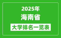 2025年海南省大学排名一览表_海南高校排行榜(最新)