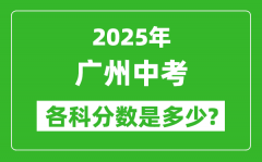 2025广州中考科目及各科分数是多少？