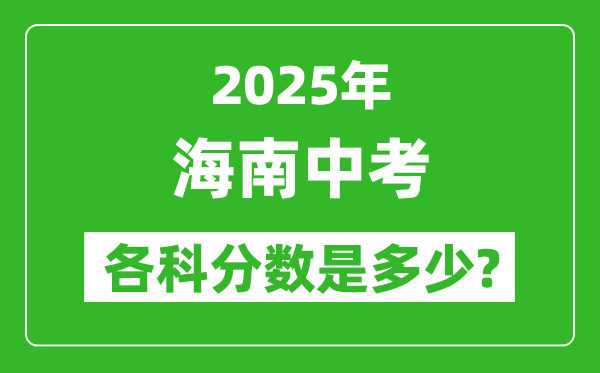 2025海南中考科目及各科分数是多少?