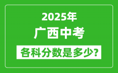 2025广西中考科目及各科分数是多少？