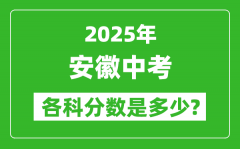 2025安徽中考科目及各科分数是多少？