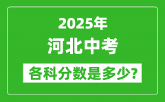 2025河北中考科目及各科分数是多少？
