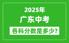 2025广东中考科目及各科分数是多少？