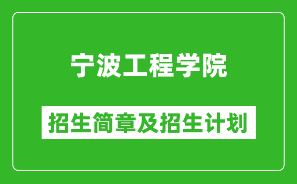 宁波工程学院2025年招生简章,各省高考招生计划人数一览表